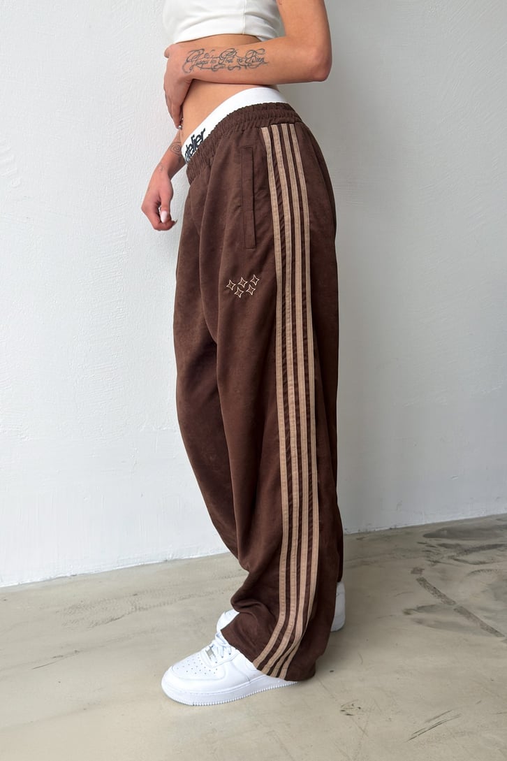 Side Stripe Velour Track Pants