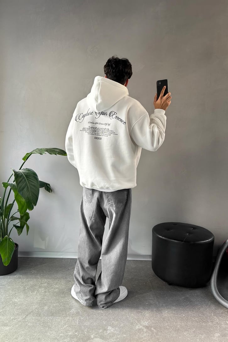 Sırt Baskılı Oversize Hoodie