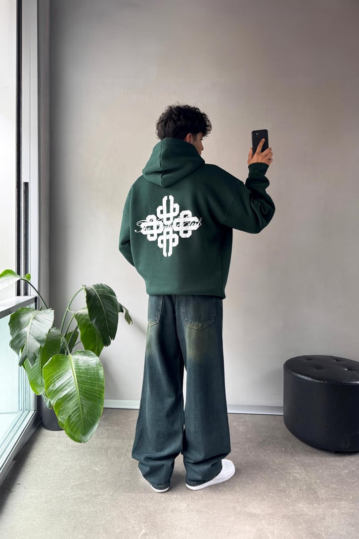 Sırt Baskılı Oversize Hoodie