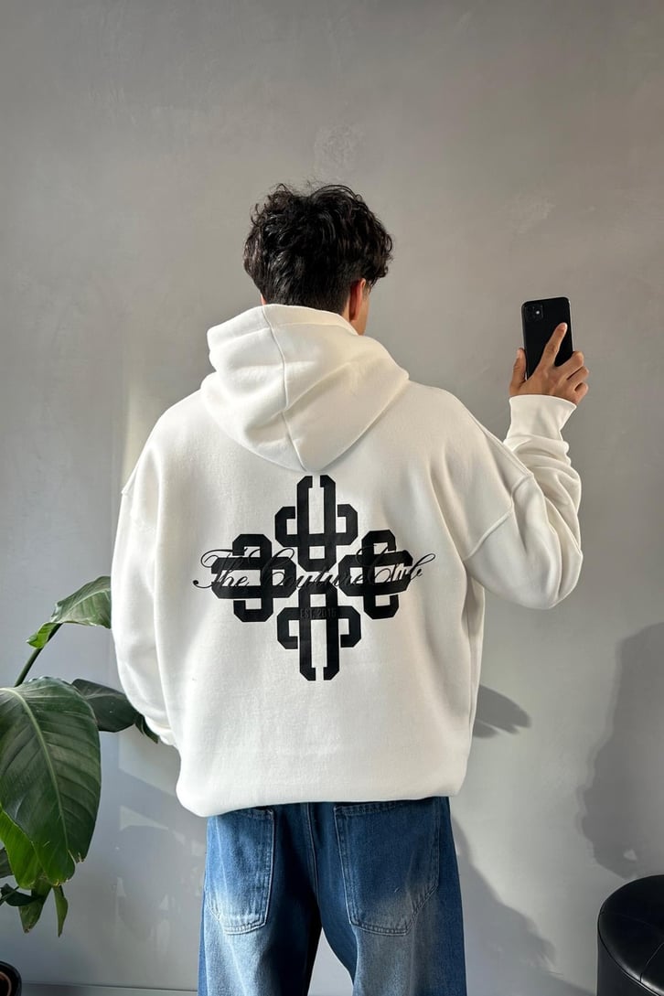 Sırt Baskılı Oversize Hoodie