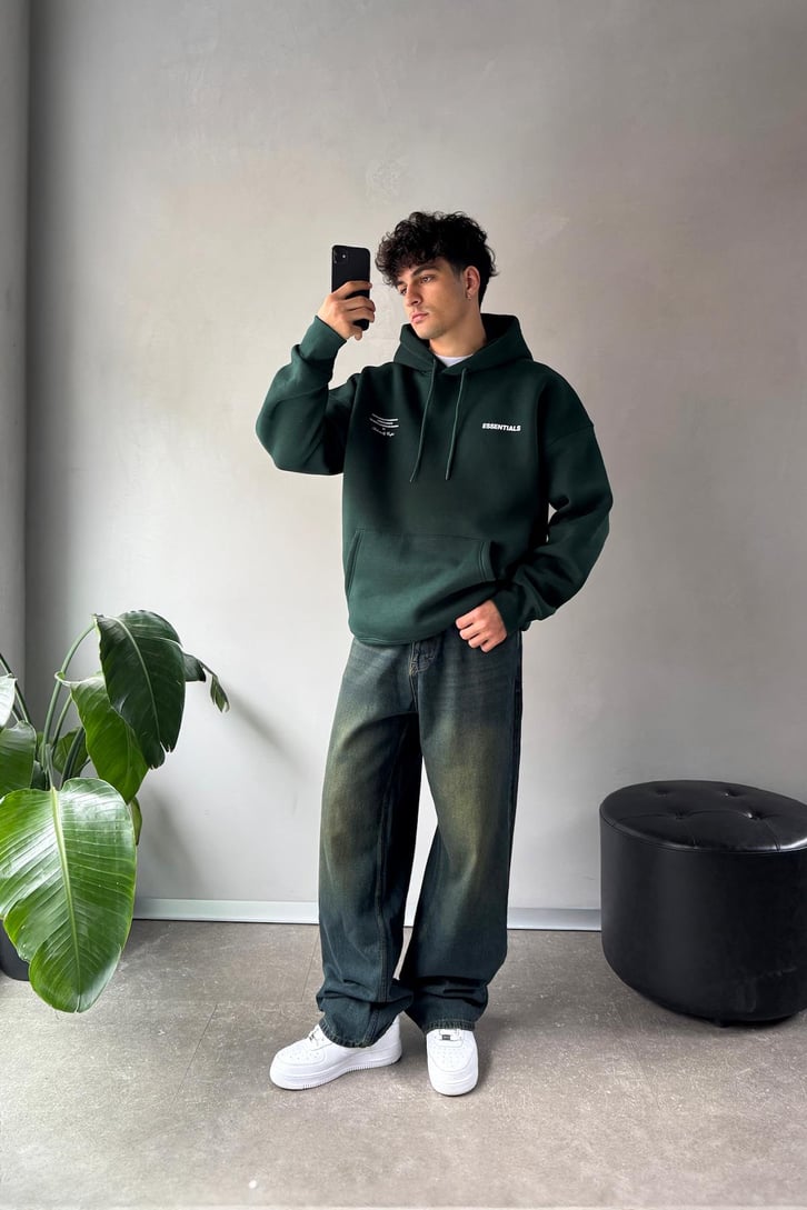 Sırt Baskılı Oversize Hoodie
