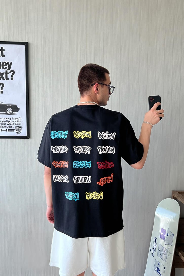 Sırt Baskılı Oversize Tişört