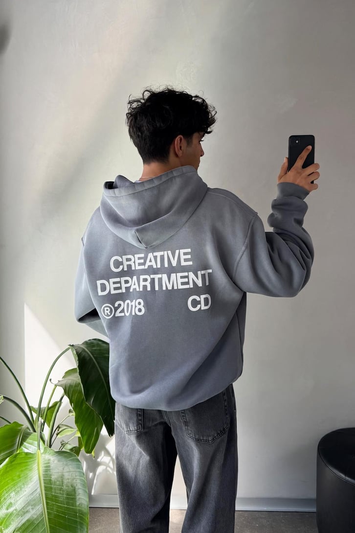 Sırt Detay Baskılı Oversize Hoodie