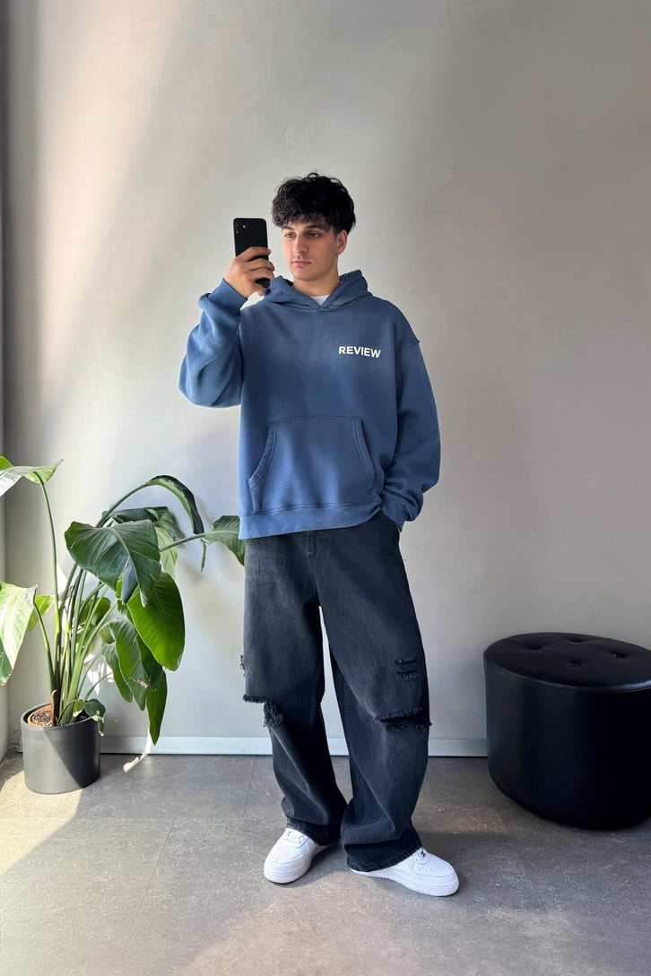 Sırt Detay Baskılı Oversize Hoodie