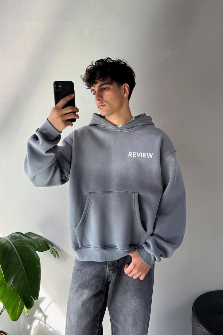 Sırt Detay Baskılı Oversize Hoodie