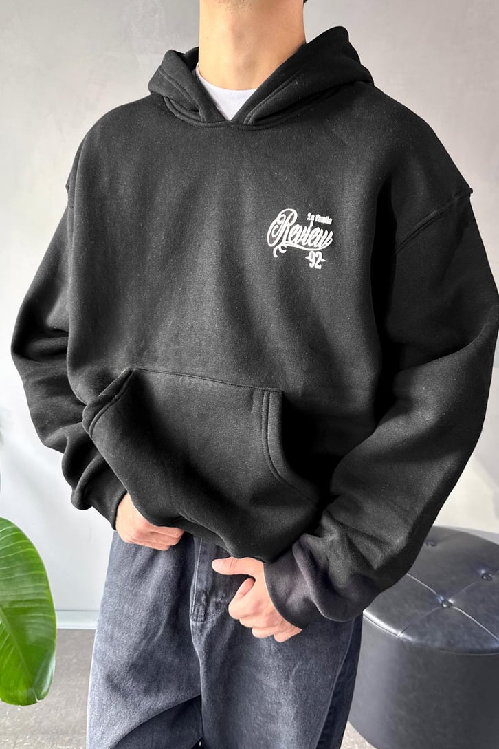 Sırt Detay Baskılı Oversize Hoodie