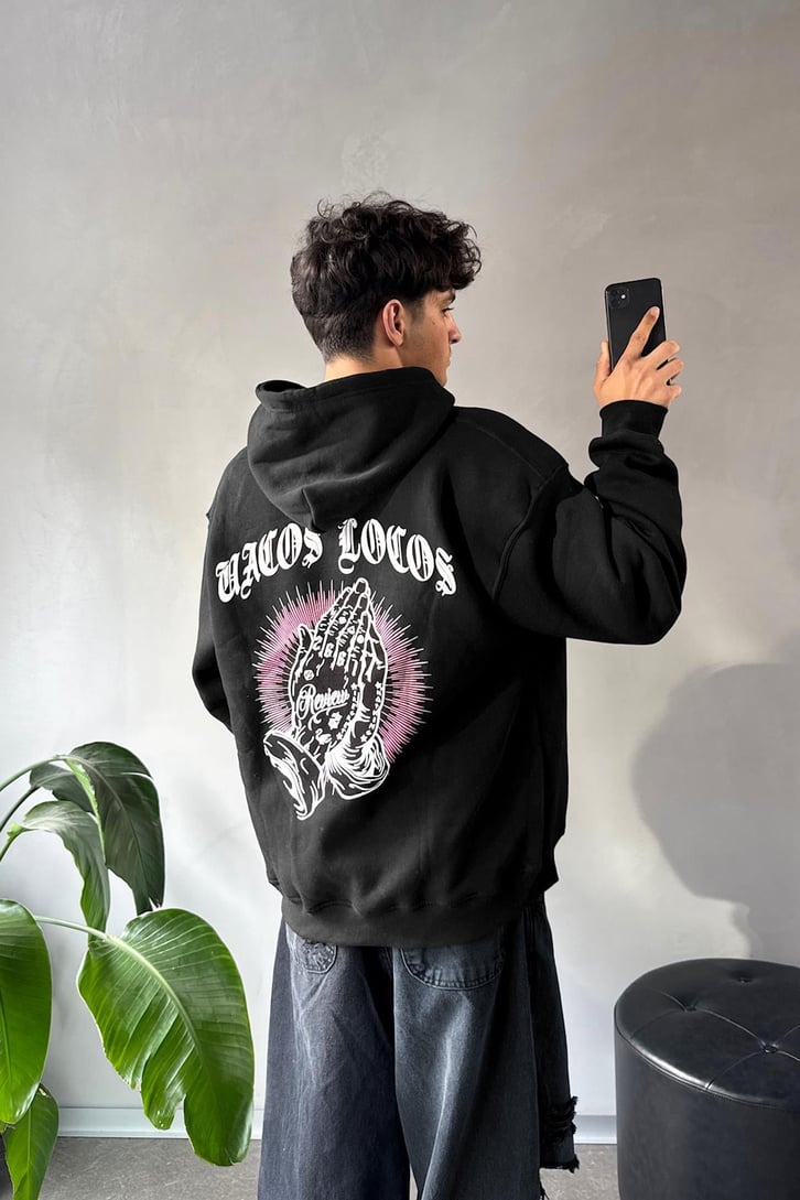 Sırt Detay Baskılı Oversize Hoodie