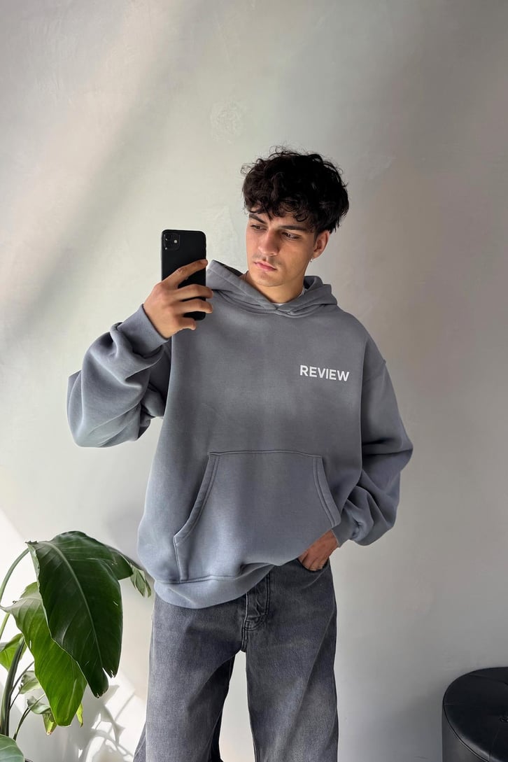 Sırt Detay Baskılı Oversize Hoodie