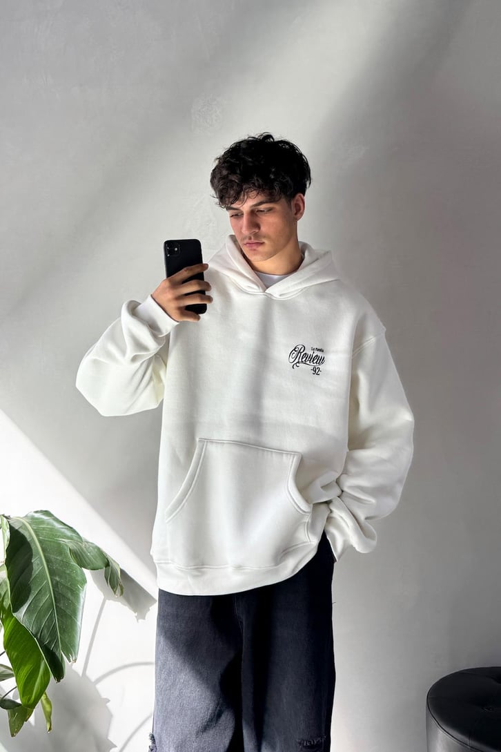 Sırt Detay Baskılı Oversize Hoodie