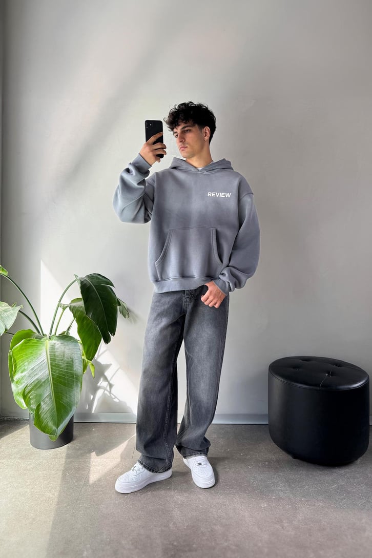 Sırt Detay Baskılı Oversize Hoodie
