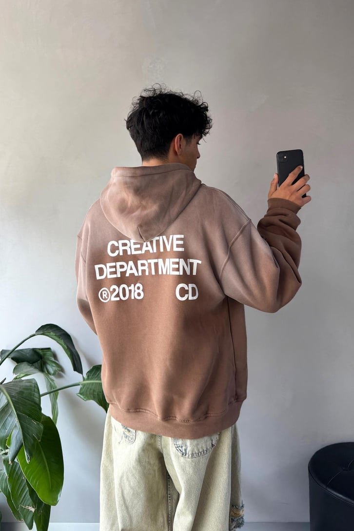 Sırt Detay Baskılı Oversize Hoodie