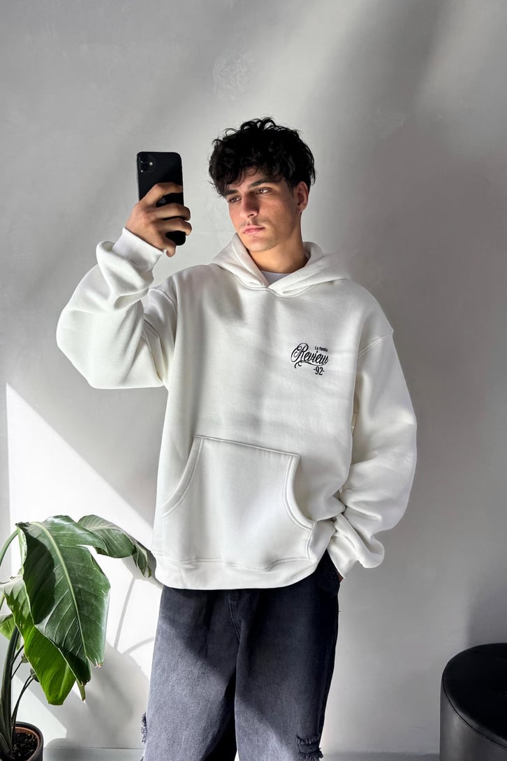 Sırt Detay Baskılı Oversize Hoodie