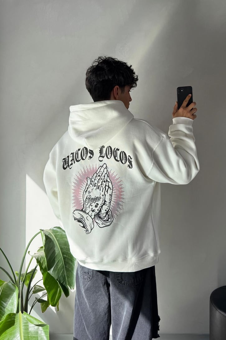 Sırt Detay Baskılı Oversize Hoodie