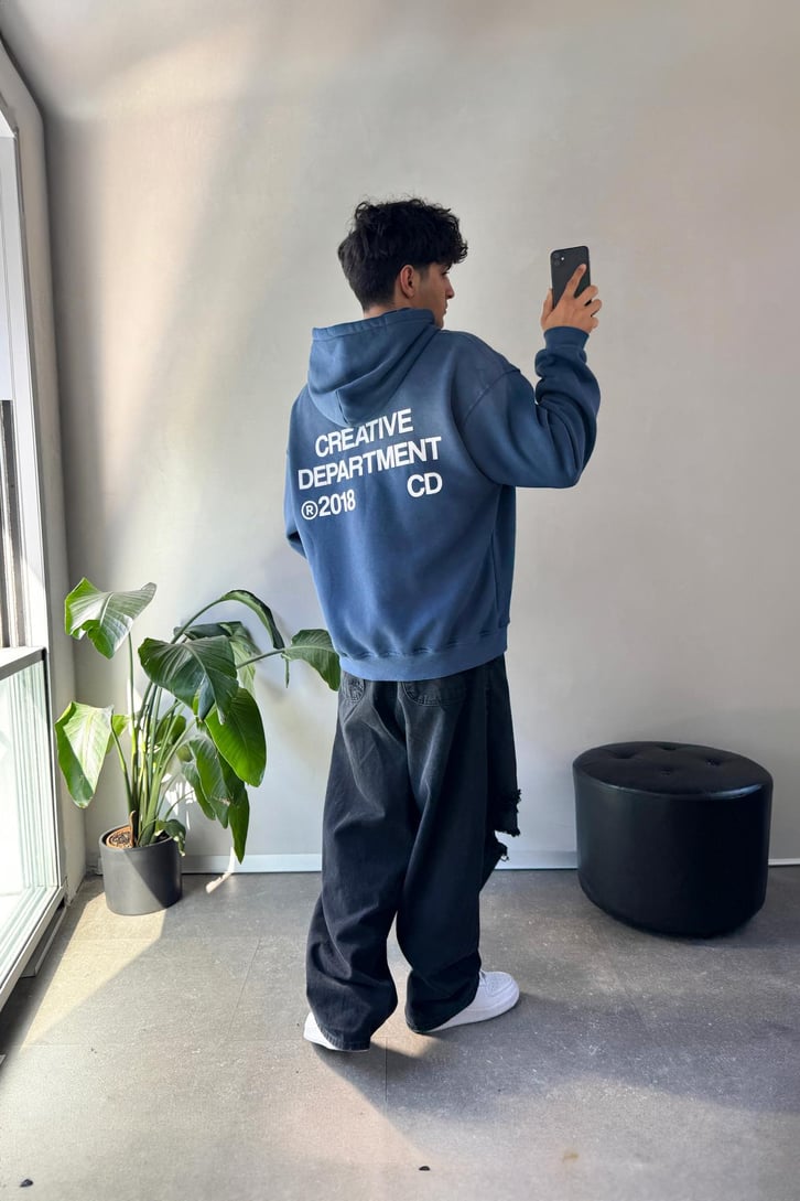 Sırt Detay Baskılı Oversize Hoodie
