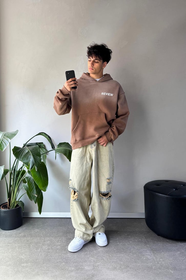 Sırt Detay Baskılı Oversize Hoodie