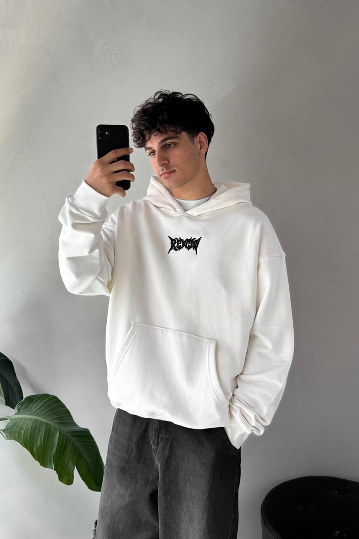 Sırt Detay Review Nakışlı Oversize Hoodie