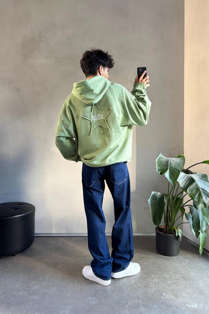 Sırt Detay Review Nakışlı Oversize Hoodie