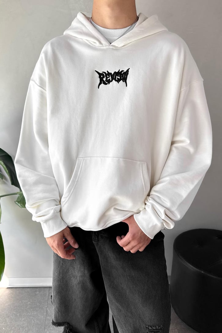 Sırt Detay Review Nakışlı Oversize Hoodie