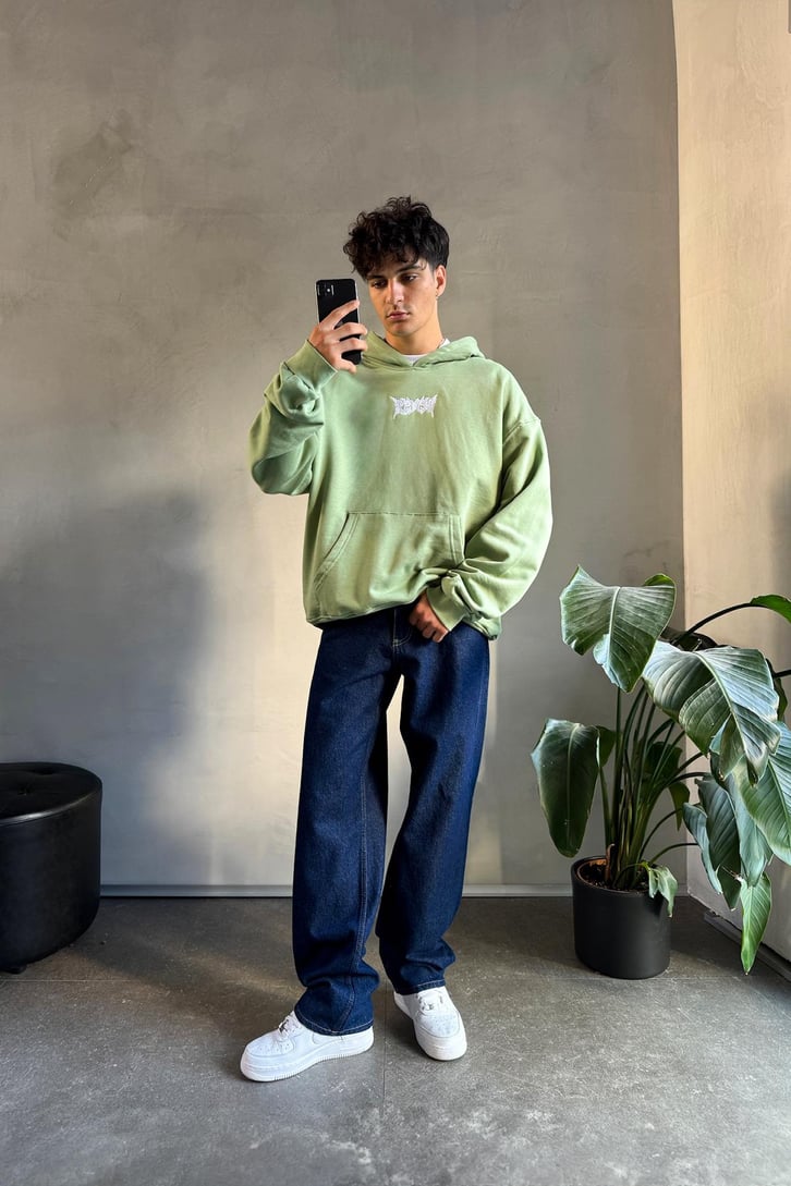 Sırt Detay Review Nakışlı Oversize Hoodie