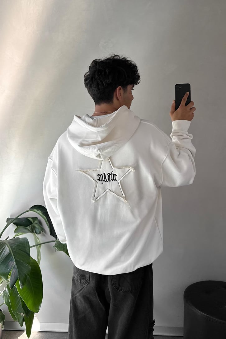 Sırt Detay Review Nakışlı Oversize Hoodie