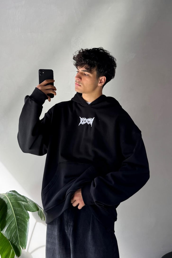Sırt Detay Rw Nakışlı Oversize Hoodie
