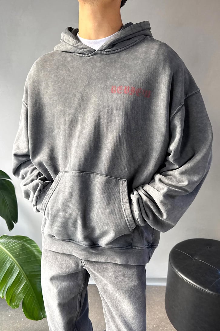 Sırt Detaylı Oversize Hoodie