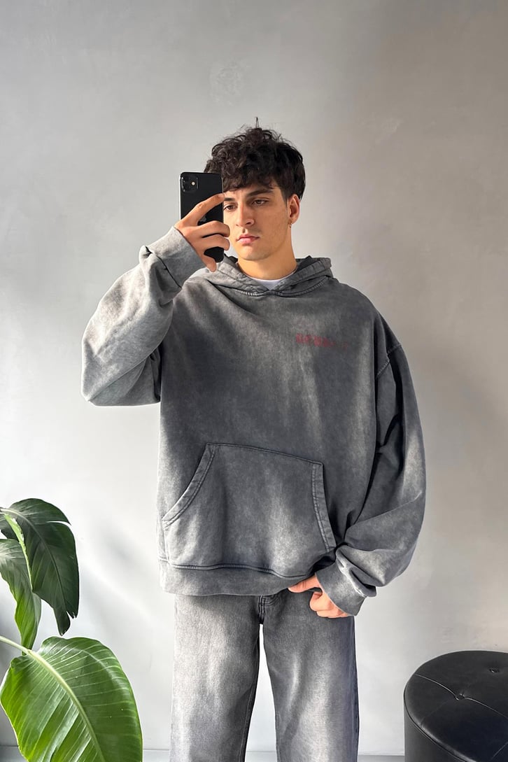 Sırt Detaylı Oversize Hoodie
