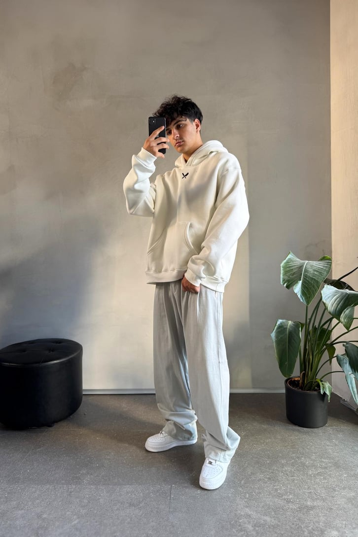 Sırt Graffiti Baskılı Oversize Hoodie