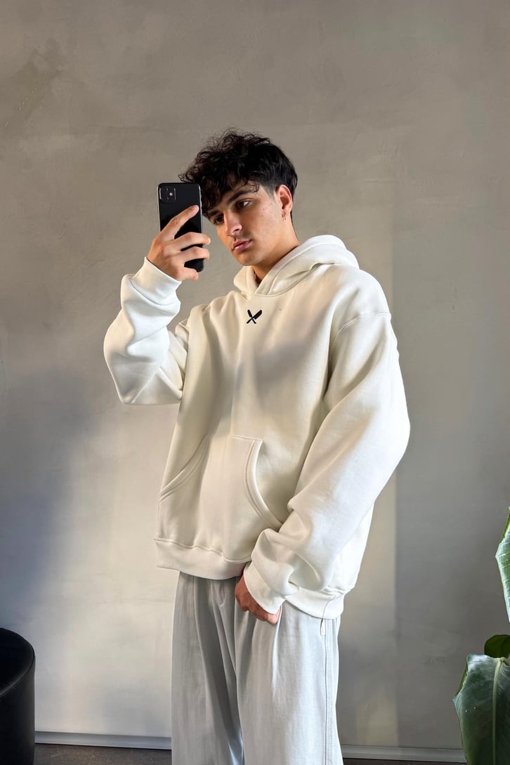 Sırt Graffiti Baskılı Oversize Hoodie