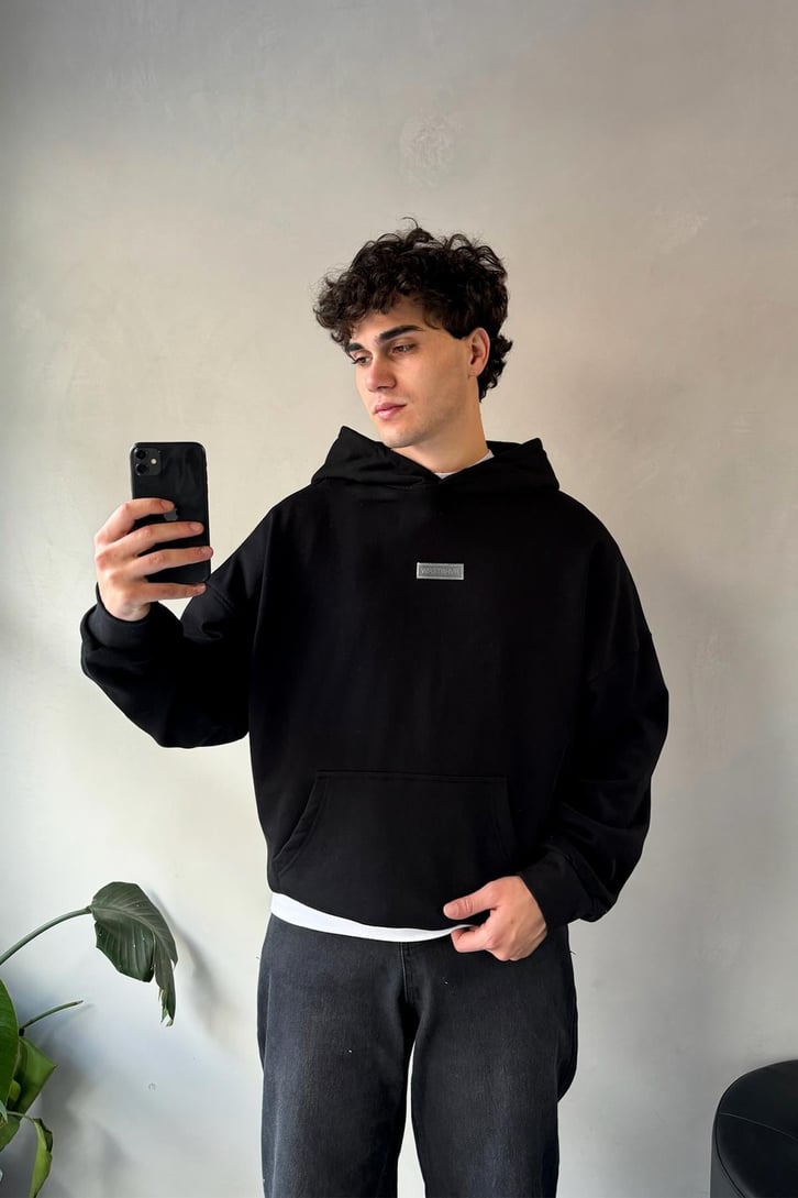 Sırt Nakışlı Oversize Hoodie