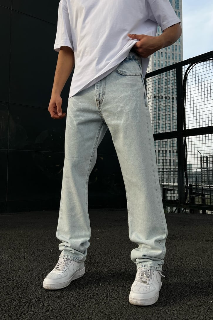 Skeleton Hands Buz Mavi Regular Fit Jean