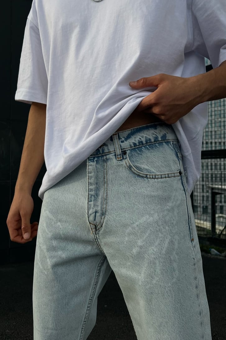 Skeleton Hands Buz Mavi Regular Fit Jean