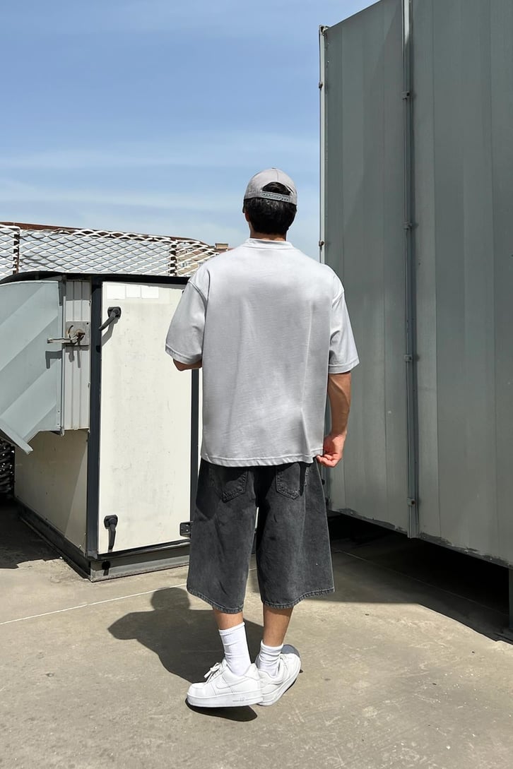 Skull Nakışlı Oversize Tişört