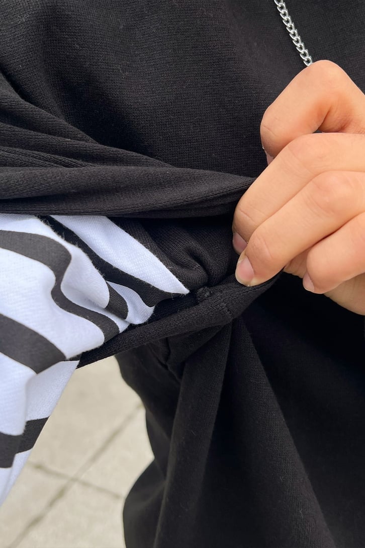 Smile Nakışlı Siyah Sweatshirt