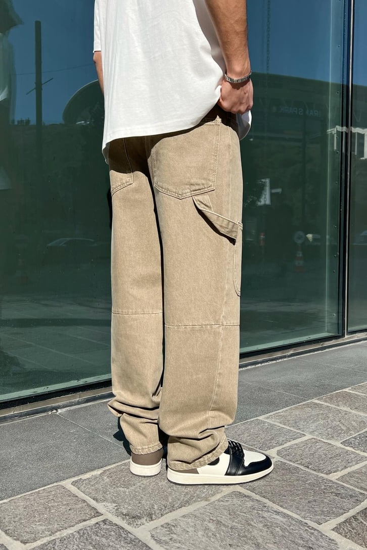 Soluk Efekt Ön Cepli Kahverengi Baggy Jean