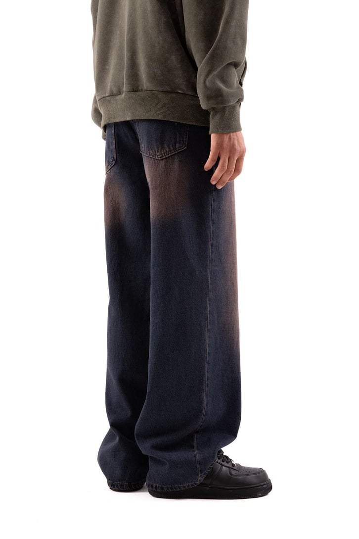 Soluk Efektli Kahverengi Baggy Jean