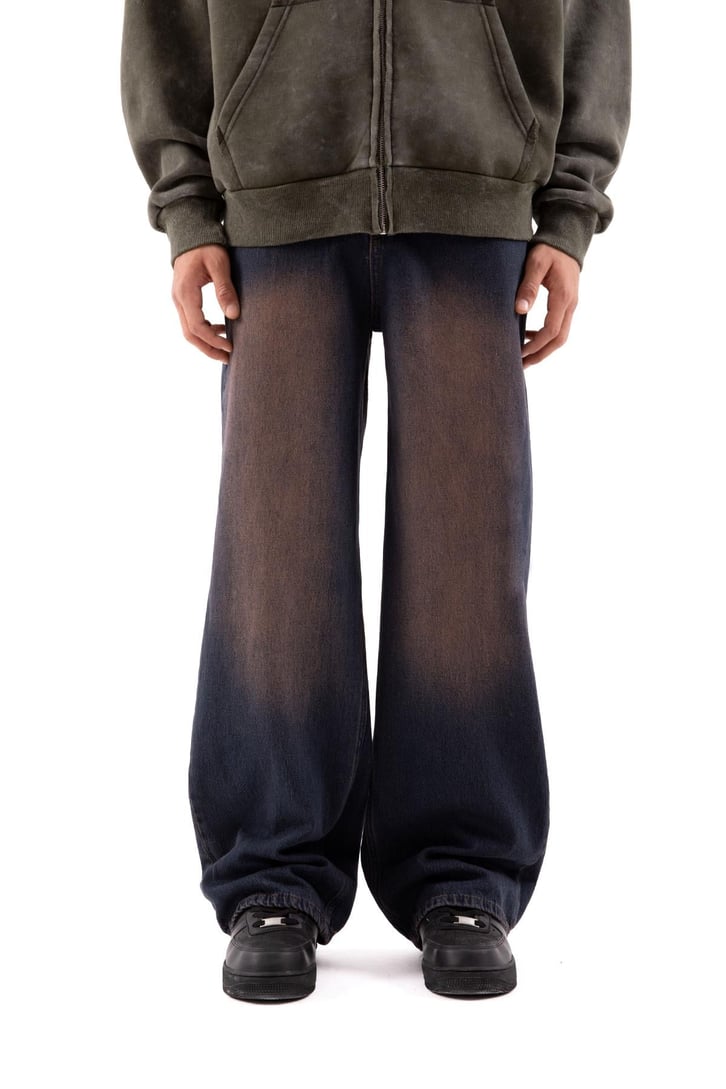 Soluk Efektli Kahverengi Baggy Jean