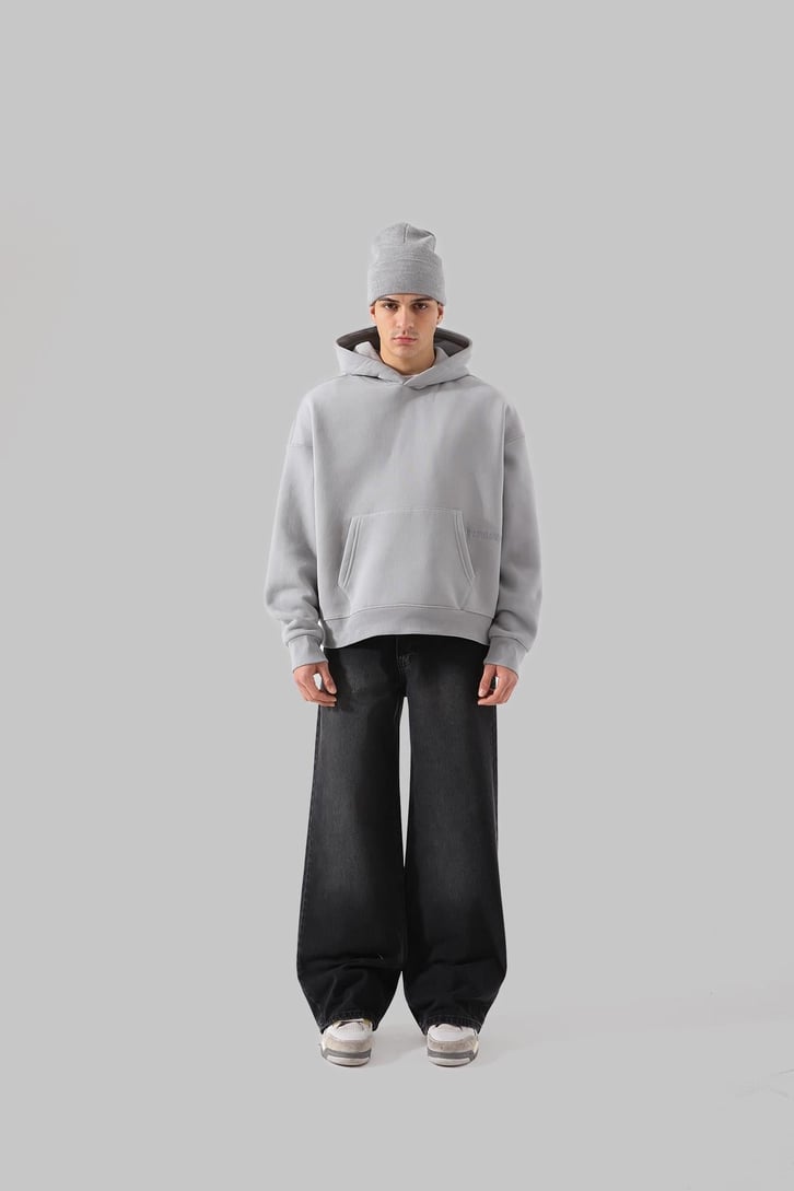 Soluk Efektli Siyah Baggy Jean