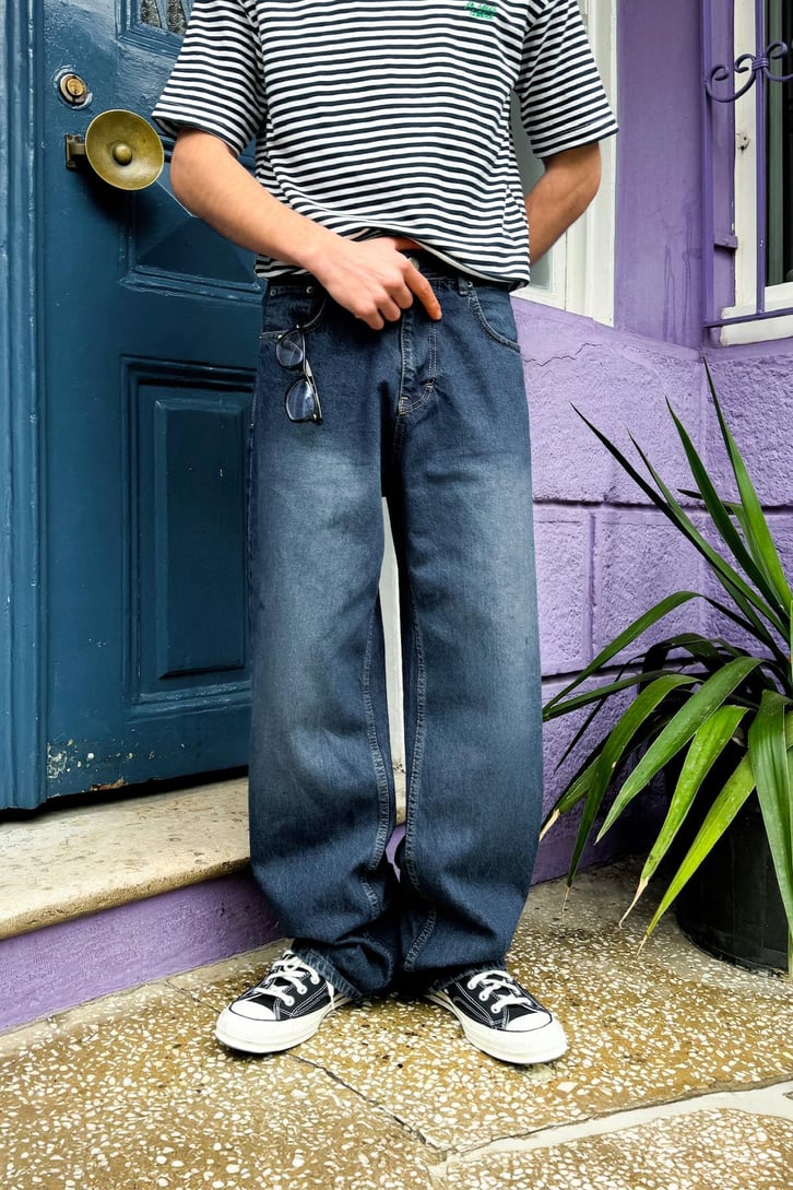Soluk Efektli Süper Baggy Jean