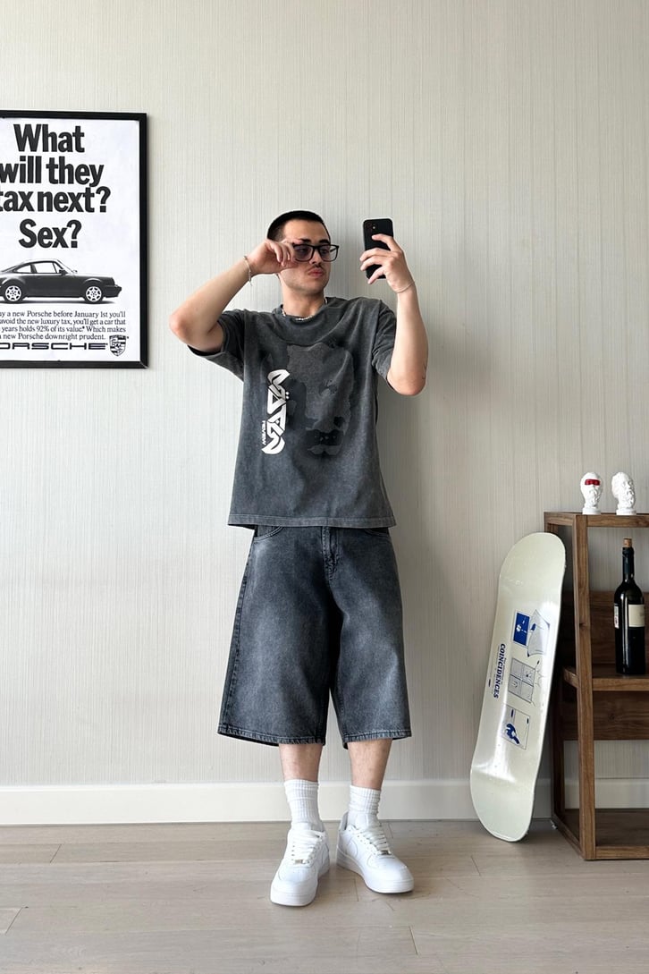 Sprey Paint Acid Washed Oversize Tişört