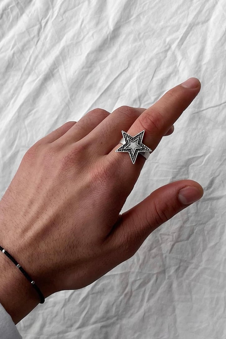 Star Gümüş Kaplama Ayarlanabilir Yüzük