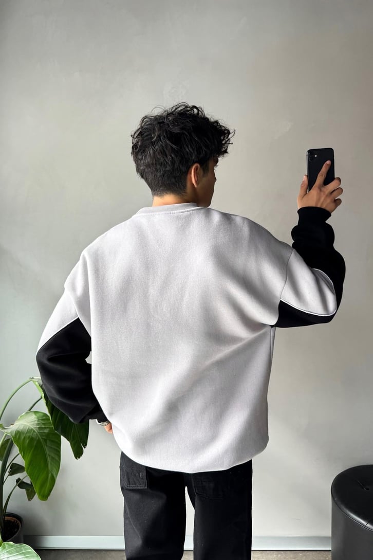 Star Nakışlı Oversize Bisiklet Yaka Sweatshirt