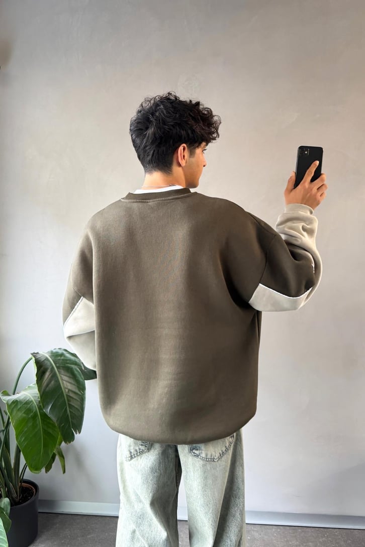Star Nakışlı Oversize Bisiklet Yaka Sweatshirt