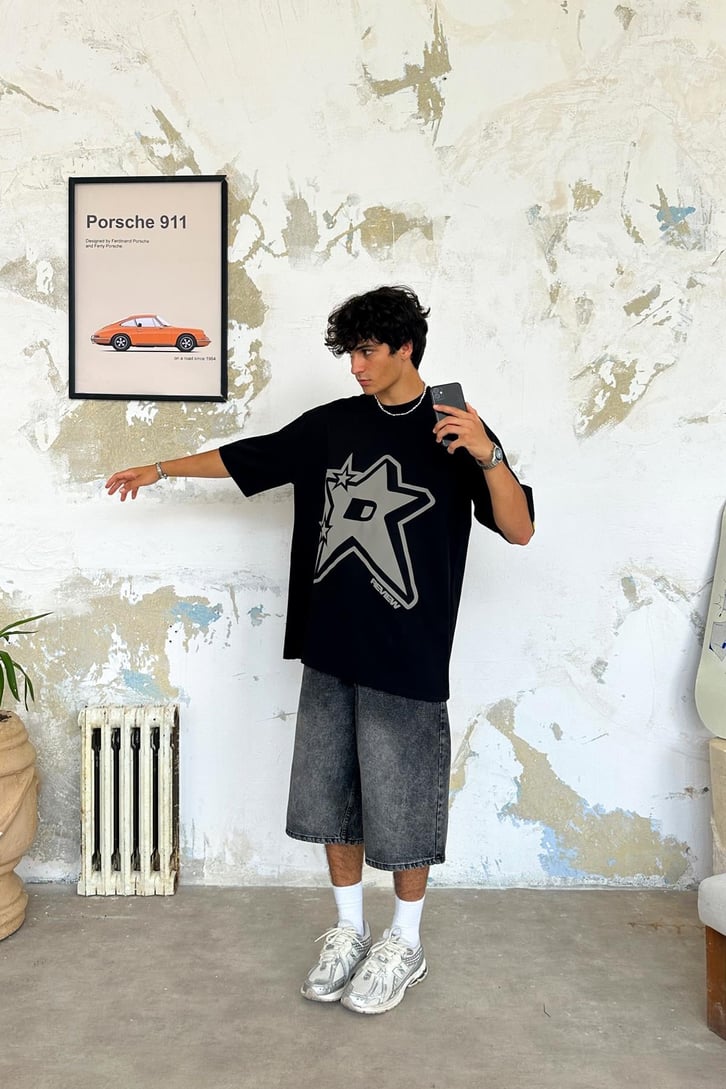 Starry Baskılı Oversize Tişört