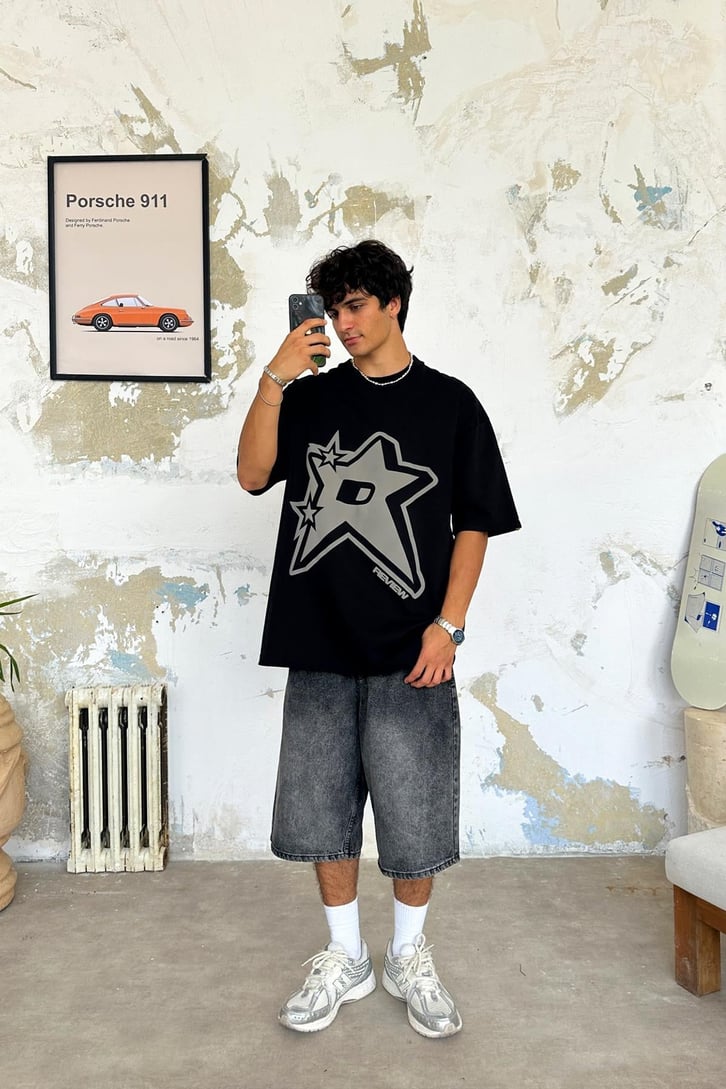 Starry Baskılı Oversize Tişört