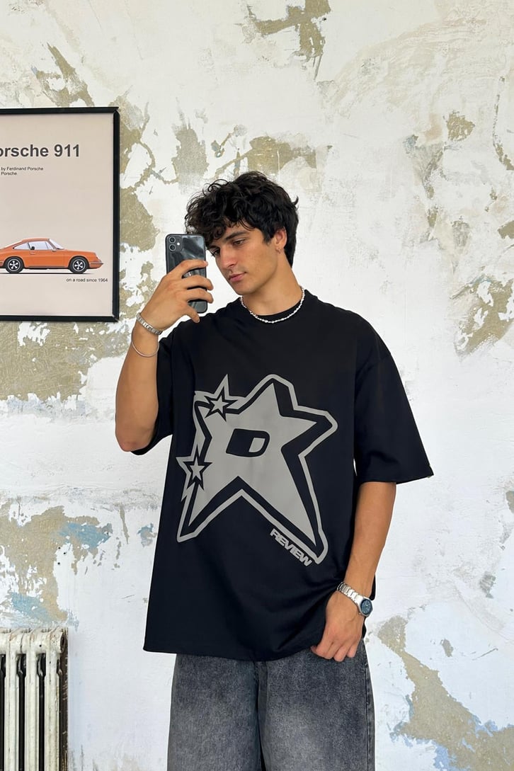 Starry Baskılı Oversize Tişört