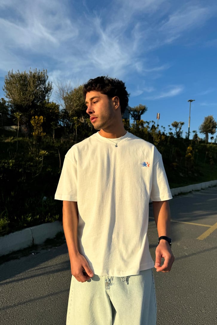 Stars Baskılı Oversize Tişört