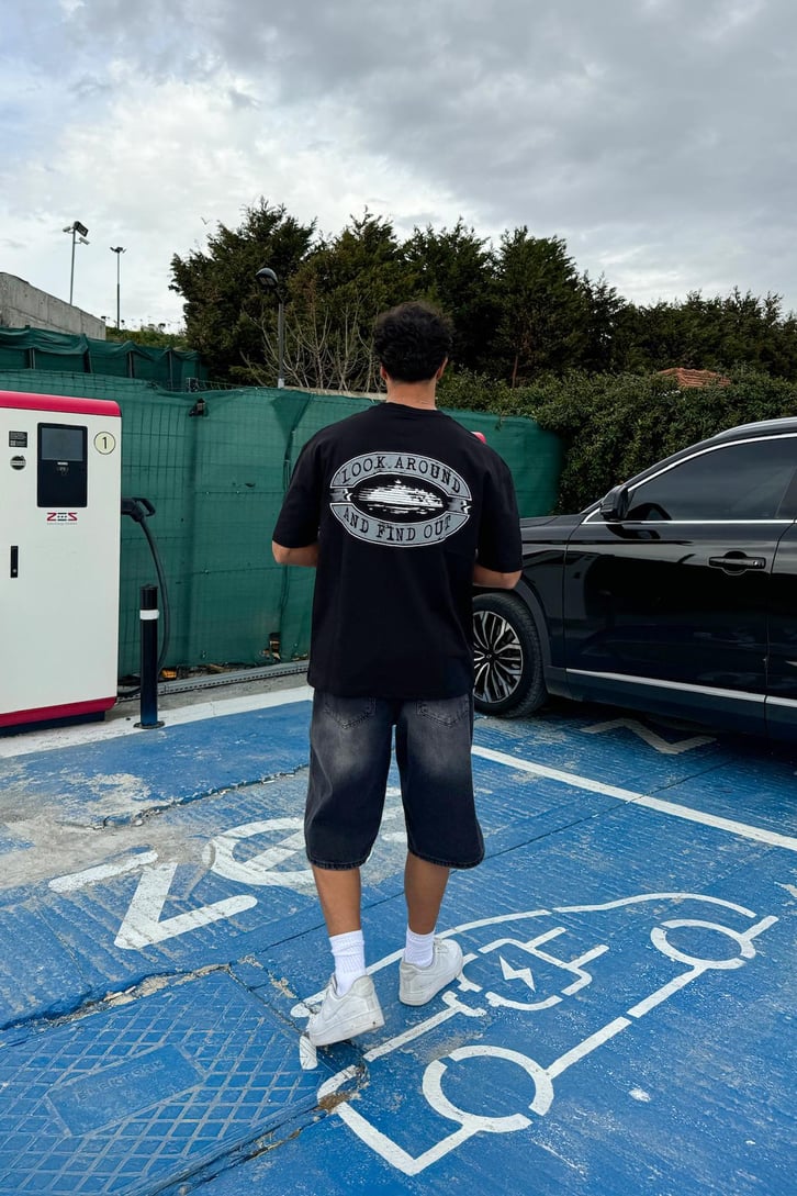Stars Baskılı Oversize Tişört