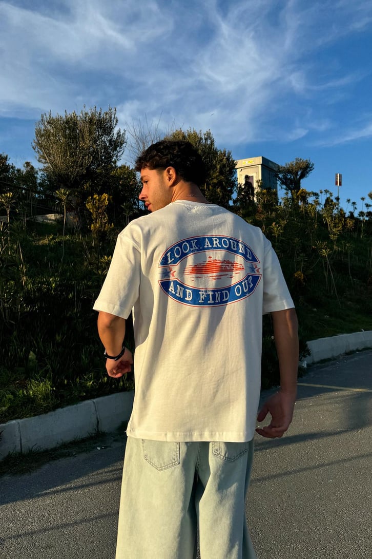 Stars Baskılı Oversize Tişört
