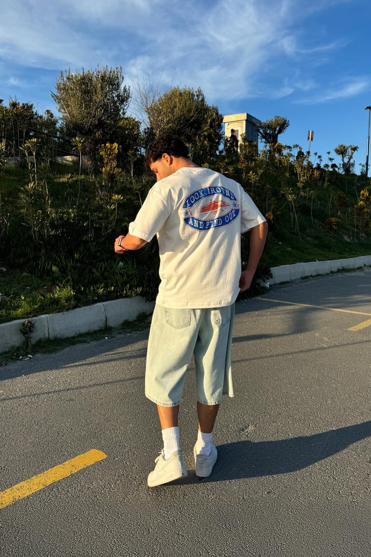 Stars Baskılı Oversize Tişört